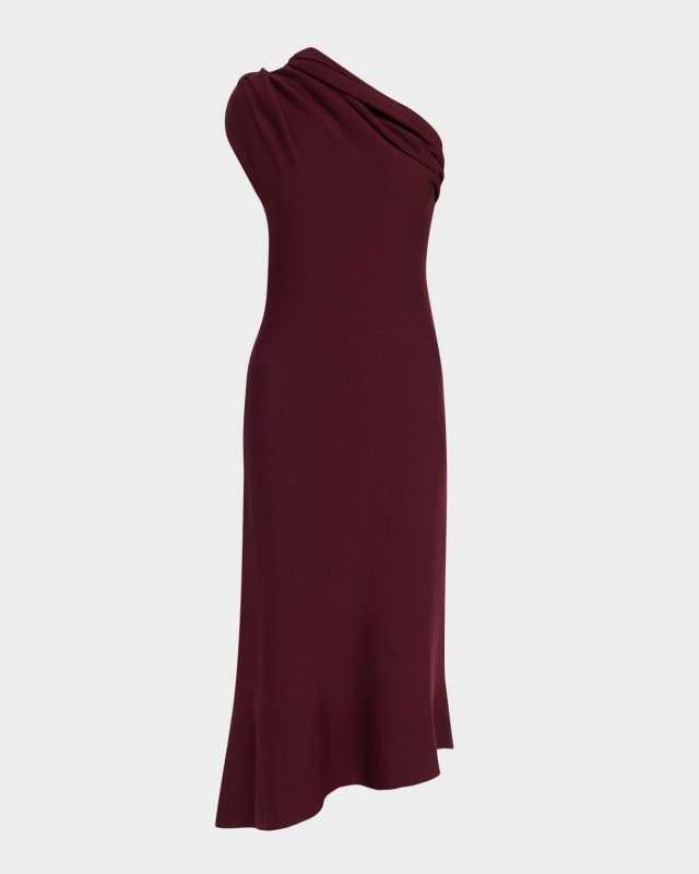 Coast Pleated Asymmetric Knit Maxi Dress